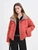 Women’s woman womens petite-, tall-, plus-, size Casual Fall Autumn Winter loose classic Vintage style Long Sleeves v-neck mockneck stand collar zip pockets Female Button up windbreaker wide-waisted zipper close white duck down field plaid lined utility Puffer Jacket trimmed evening wear Jackets coats in orange with khaki checkered lining