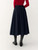 Women’s woman womens petite-, tall-, plus-, size Casual Summer holiday vacation getaway wfh office commute workwear indie style Fall Autumn Winter loose classic Vintage style Female pleated high rise waist empire waistline trim hem pleats maxi skirt Fashion skirts in dark navy blue