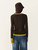 Women’s woman womens petite-, tall-, plus-, size Light Luxury High-quality Elegant evening party club wfh office commute work wear Henley collar v- neck half-button close ribbed long sleeves contrast color Color‑Blocked sweater Fashion sweaters in coffee brown with yellow