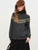 Women’s woman womens petite-, tall-, plus-, size Light Luxury High-quality Elegant evening party club wfh office commute work wear round o-neck long sleeves embroidery cable-knit crewneck sweater Fashion sweaters in Dark Gray grey, with yellow accent