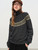 Women’s woman womens petite-, tall-, plus-, size Light Luxury High-quality Elegant evening party club wfh office commute work wear round o-neck long sleeves embroidery cable-knit crewneck sweater Fashion sweaters in Dark Gray grey, with yellow accent