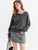 Women’s woman womens petite-, tall-, plus-, size Light Luxury High-quality Elegant evening party club wfh office commute work wear butterfly Slash neck long sleeves with rib band cuffs wide ribbed hem Sweater Fashion sweaters in dark Gray grey