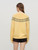 Women’s woman womens petite-, tall-, plus-, size Light Luxury High-quality Elegant evening party club wfh office commute work wear round o-neck long sleeves embroidery cable-knit crewneck sweater Fashion sweaters in yellow, with dark Gray grey accent