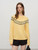 Women’s woman womens petite-, tall-, plus-, size Light Luxury High-quality Elegant evening party club wfh office commute work wear round o-neck long sleeves embroidery cable-knit crewneck sweater Fashion sweaters in yellow, with dark Gray grey accent