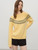 Women’s woman womens petite-, tall-, plus-, size Light Luxury High-quality Elegant evening party club wfh office commute work wear round o-neck long sleeves embroidery cable-knit crewneck sweater Fashion sweaters in yellow, with dark Gray grey accent