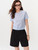 Women’s woman womens petite-, tall-, plus-, size Light Luxury High-quality Elegant evening party club wfh office commute work wear round o-neck short sleeves hollow-out design pattern crewneck Top Fashion Blouses T-shirt Tops in light sky blue