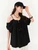 Women’s woman womens petite-, tall-, plus-, size Light Luxury High-quality Elegant evening party club wfh office commute work wear halter collar v-neck tie lace-up short puff sleeves pleats Off-Shoulder Top Fashion Blouses Tops in black