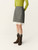 Women’s woman womens petite-, tall-, plus-, size Casual Summer holiday vacation getaway evening party wear indie style loose classic Vintage vintage style Female lined high rise waist zip-up close empire waistline spliced patchwork trim hem midi skirt Fashion skirts in Gray grey, with white accent