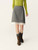 Women’s woman womens petite-, tall-, plus-, size Casual Summer holiday vacation getaway evening party wear indie style loose classic Vintage vintage style Female lined high rise waist zip-up close empire waistline spliced patchwork trim hem midi skirt Fashion skirts in Gray grey, with white accent