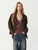Women’s woman womens petite-, tall-, plus-, size Casual Fall Autumn Winter loose classic Vintage style Long Sleeves v-neck mockneck stand turn-down collar button close flap patch pockets Female windbreaker wide-waisted trimmed evening wear Faux Suede Utility Jacket Fashion coat Jackets coats in coffee brown