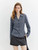 Women’s woman womens petite-, tall-, plus-, size Light Luxury High-quality Elegant evening party club wfh office commuter work wear turn-down collar long sleeves with elbow button-up tie-back making half-sleeve, patch pockets at chest, checkered plaid commute shirt Fashion shirts in navy blue