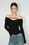 Women’s woman womens petite-, tall-, plus-, size Light Luxury High-Quality holiday vacation getaway American style v-neck strap collar long Sleeves with drop shoulders and band cuffs T-Shirt Pullover Style tops Tees T-shirts in black