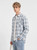 Men’s man mens petite-, tall-, plus-, size Casual Fall Autumn Winter loose classic Vintage style Long Sleeves v-neck turn-down collar button close flap patch pockets checkered plaid Utility Shirt Fashion shirts in blue checks
