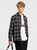 Men’s man mens petite-, tall-, plus-, size Casual Fall Autumn Winter loose classic Vintage style Long Sleeves v-neck turn-down collar button close flap patch pockets checkered plaid Utility Shirt Fashion shirts in black checks