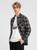 Men’s man mens petite-, tall-, plus-, size Casual Fall Autumn Winter loose classic Vintage style Long Sleeves v-neck turn-down collar button close flap patch pockets checkered plaid Utility Shirt Fashion shirts in black checks