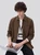 Men’s man mens petite-, tall-, plus-, size Fall Autumn Winter loose classic Vintage style Long Sleeves v-neck turn-down collar button close patch pocket Casual Shirt Fashion shirts in coffee brown