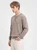 Men’s man mens petite-, tall-, plus-, size Fall Autumn Winter loose classic Vintage style Long Sleeves v-neck mandarin stand collar half button close contrast color Casual Shirt Fashion shirts in light Mocha tan Gray grey with beige accent