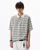 Men’s man mens petite-, tall-, plus-, size Fall Autumn Winter loose classic Vintage stripes style half Sleeves striped turn-down collar v-neck collar Casual Polo shirt Top Fashion tops in Gray grey with white stripes
