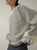 Women’s woman womens petite-, tall-, plus-, size Light Luxury High-quality Elegant holiday vacation getaway evening party club wfh office commute work wear crewneck round o-neck striped Commute loose hollow-out patchwork lace-knit sweater Fashion workwear sweaters in Ivory white with Gray grey colors stripes