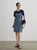 Women’s woman womens petite-, tall-, plus-, size Light Luxury High-quality Elegant Pleats pleated holiday vacation getaway evening party club wfh office commute work wear round o-neck Commute loose short-sleeves crewneck Patchwork Denim Mini Dress Fashion workwear mini dresses in blue with light blue accent color