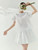 Women’s woman womens petite-, tall-, plus-, size Light Luxury High-quality Elegant holiday vacation getaway evening party club round o-neck Commute loose patchwork hollow-out lace embroidery knit short-sleeve crewneck T-shirt Fashion workwear embroidered  T-Shirts tops in white