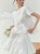 Women’s woman womens petite-, tall-, plus-, size Light Luxury High-quality Elegant holiday vacation getaway evening party club round o-neck Commute loose patchwork hollow-out lace embroidery knit short-sleeve crewneck T-shirt Fashion workwear embroidered  T-Shirts tops in white