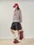 Women’s woman womens petite-, tall-, plus-, size Light Luxury High-quality Elegant colorblock cotton-blend holiday vacation getaway evening party club wfh commute office workwear two-piece turn-down half-button collar, loose striped knit long-sleeve Two-Piece Sweater Fashion sweaters tops in cream white with red black stripes