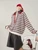 Women’s woman womens petite-, tall-, plus-, size Light Luxury High-quality Elegant colorblock cotton-blend holiday vacation getaway evening party club wfh commute office workwear two-piece turn-down half-button collar, loose striped knit long-sleeve Two-Piece Sweater Fashion sweaters tops in cream white with red black stripes