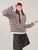 Women’s woman womens petite-, tall-, plus-, size Light Luxury High-quality Elegant colorblock cotton-blend holiday vacation getaway evening party club wfh commute office workwear two-piece turn-down half-button collar, loose striped knit long-sleeve Two-Piece Sweater Fashion sweaters tops in cream white with red black stripes