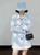 Women’s woman womens petite-, tall-, plus-, size Light Luxury High-quality Elegant Patchwork colorblock cotton-blend holiday vacation getaway evening party club wfh commute office workwear two-piece turn-down collar, loose color-block knit long-sleeve casual shirt Fashion Shirts tops in light blue with red buttons