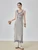Women’s woman womens petite-, tall-, plus-, size Light Luxury High-quality Elegant Patchwork colorblock cotton-blend holiday vacation getaway evening party club Boho bohemian, loose color-block knit sleeveless patchwork embroidery boatneck maxi dress Fashion Dresses in light Gray grey with multi accent