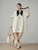 Women’s woman womens petite-, tall-, plus-, size Light Luxury High-quality Elegant cotton-blend holiday vacation getaway evening party club, loose knit sleeveless pleated turn-down collar v-neck button-up close casual shirt dress Fashion Dresses in beige cream with black accent color