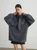 Women’s woman womens petite-, tall-, plus-, size Light Luxury High-quality Elegant fake two-piece cotton-blend wfh commute office workwear turn-down collar with neck tie, square neck, loose cable knit long sleeves trim casual Sweater Fashion sweaters tops in dark Gray grey