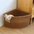 Light Luxury High-quality handcrafted triangular fan-shaped appearance wicker rattan corner storage basket Laundry Miscellaneous baskets organizers in natural brown color