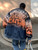 Graffiti Bomber Jacket Gradient Letter Men's Japanese Single Breasted Crewneck O-Neck Large Plus Size Streetwear Harajuku Orange Multicolor Coats Fashion Male Casual Trend Japan Jackets Clothing for Man