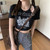Graphic Split Boatneck T-Shirt Women’s Short Sleeve Round Neck Print Irregular Funny Glam Y2K T Shirts Women Slim Top Harajuku Tee Tops for Woman Trend in Black Graphic Split Boatneck T-Shirt Women’s Short Sleeve Round Neck Print Irregular Funny Glam Y2K T Shirts Women Slim Top Harajuku Tee Tops for Woman Trend in Black