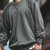 Cotton Loose-Fit Crewneck Sweatshirt Vintage Men's American Oversized Sport Loose Fit Solid Thicken Ribbed O-Neck Warm Casual Knitting  America Sportswear Sweatshirts Fitness Sports Clothes For Man Trend in Gray / Grey