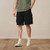 Oversize Cargo Shorts Men 410g Heavyweight Fabric Sweatshorts Drawstring Hip Hop Shorts for Man Trend in Black
