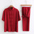 Cotton-Linen Tang Suit Men's Chinese Short-Sleeve Cotton And Linen Kung Fu Suit Tai Chi Casual Meditation Clothing Handmade China Suits for Man Trend in Red