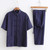 Cotton-Linen Tang Suit Men's Chinese Short-Sleeve Cotton And Linen Kung Fu Suit Tai Chi Casual Meditation Clothing Handmade China Suits for Man Trend in Blue