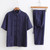 Cotton Tang Suit Men's Chinese Short-Sleeve Cotton And Linen Kung Fu Suit Tai Chi Casual Meditation Clothing Handmade China Suits for Man Trend in Blue Cotton Tang Suit Men's Chinese Short-Sleeve Cotton And Linen Kung Fu Suit Tai Chi Casual Meditation Clothing Handmade China Suits for Man Trend in Blue