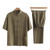 Cotton Tang Suit Men's Chinese Short-Sleeve Cotton And Linen Kung Fu Suit Tai Chi Casual Meditation Clothing Handmade China Suits for Man Trend in Green Cotton Tang Suit Men's Chinese Short-Sleeve Cotton And Linen Kung Fu Suit Tai Chi Casual Meditation Clothing Handmade China Suits for Man Trend in Green