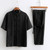 Linen Tang Suit Men's Chinese Short-Sleeve Mandarin Collar Cotton And Linen Kung Fu Suit Tai Chi Casual Meditation Clothing Handmade China Suits for Man Trend in Black