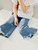 Floral Rip Denim Jeans Kids toddler girl Japanese original children's clothing Mid Rise waist washed blue denim frayed floret floral straight-leg pants Japan Jeans for toddlers girls Details