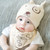 Baby 2-Piece Hat + Bib-Scarf Set  2pcs Boy Girl Cute Hats Bibs Suit 0-12 Months Infant Toddler Cotton Elastic Cartoon Bib Headscarf Girls Boys Clothing Cream