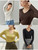 V-Neck Long Sleeve T-Shirt Women's Necessary All-match Inner Tops Multi-color Optional Female Solid Tops T-Shirts for Woman in Black Dark Brown White Yellow