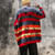 Hip Hop Rainbow Striped Sweater  Unisex Mens Women’s Harajuku Hand Painted Graffiti Pullover Multicolor Color Block Sweaters for Man Woman Plus Size Trend In Blue Red