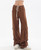 Baggy High-Rise Cargo Pants  Women’s Y2k Korean High Rise Waist Brown Lace Up Vintage Loose 90s Hip Pop Trousers Females Korea Pants Trend For Indie Grunge Woman in brown