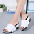 Leather High Heel Muffin Slides   Women's Summer Fashion Flip Flops Muffins Based Outdoor Casual non-slip slippers for Woman in White