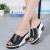 High Heel Wedges Leather Slides   Women's Summer Fashion Flip Flops Muffins Based Outdoor Casual non-slip Muffin slippers for Woman Trends in Black